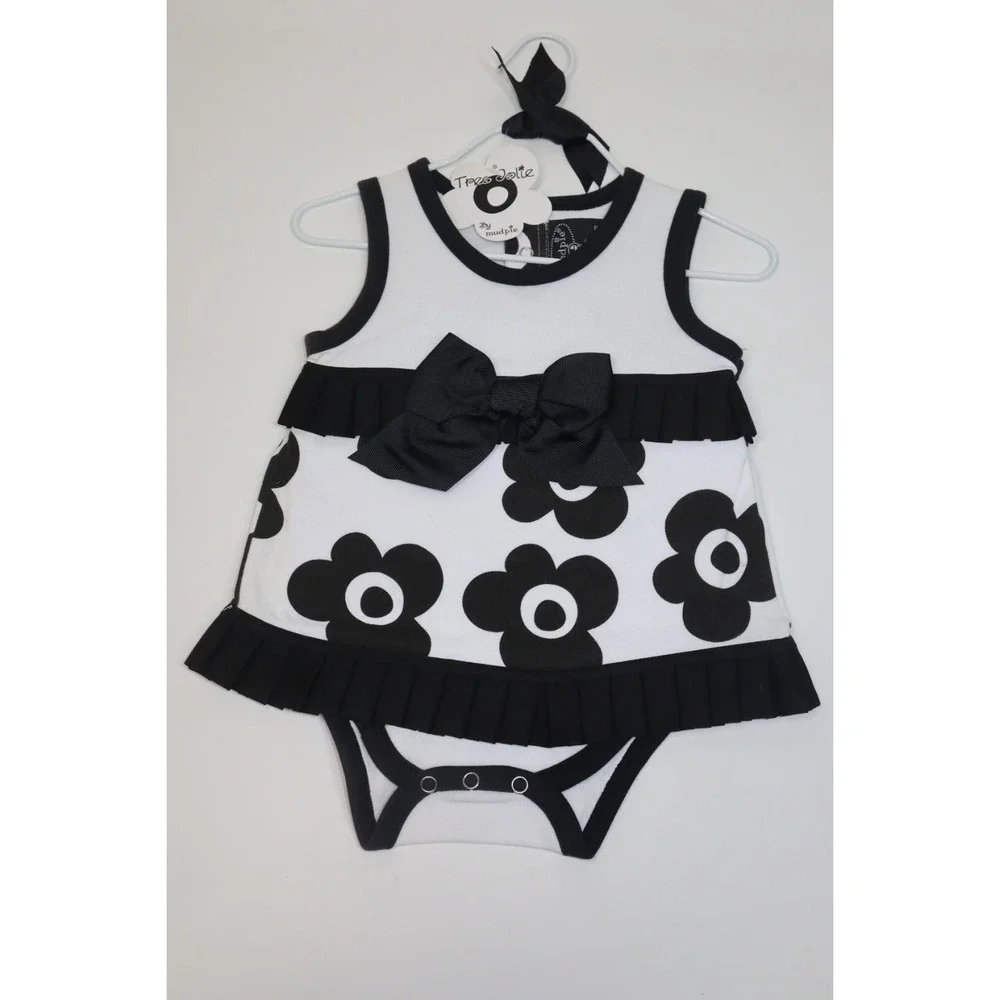 Mud‎ Pie Baby-Girls Tres Jolie Pleated Ruffle All-in-One Dress, Size 12-18 M